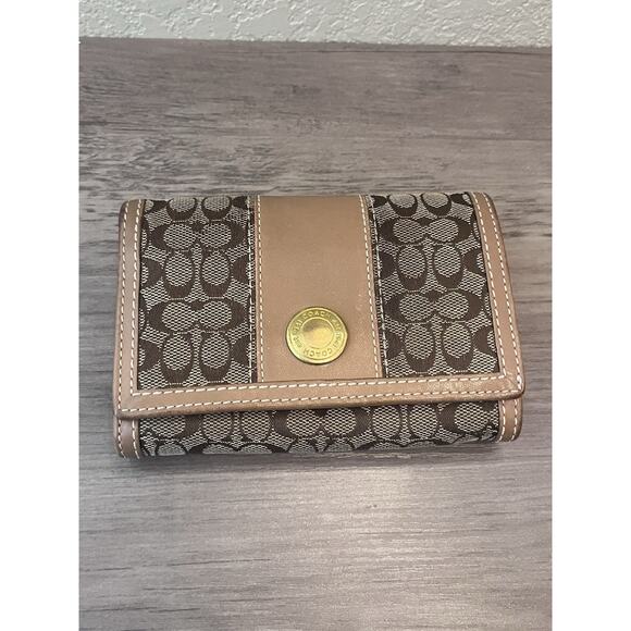 Coach Madison Women's Medium Brown Pleated Leather Bifold Wallet with Snap - Picture 1 of 4